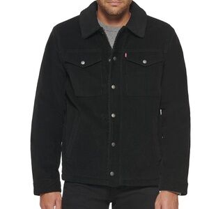 [S]Levi's Black and Green Lined Sherpa Collar Corduory Jacket